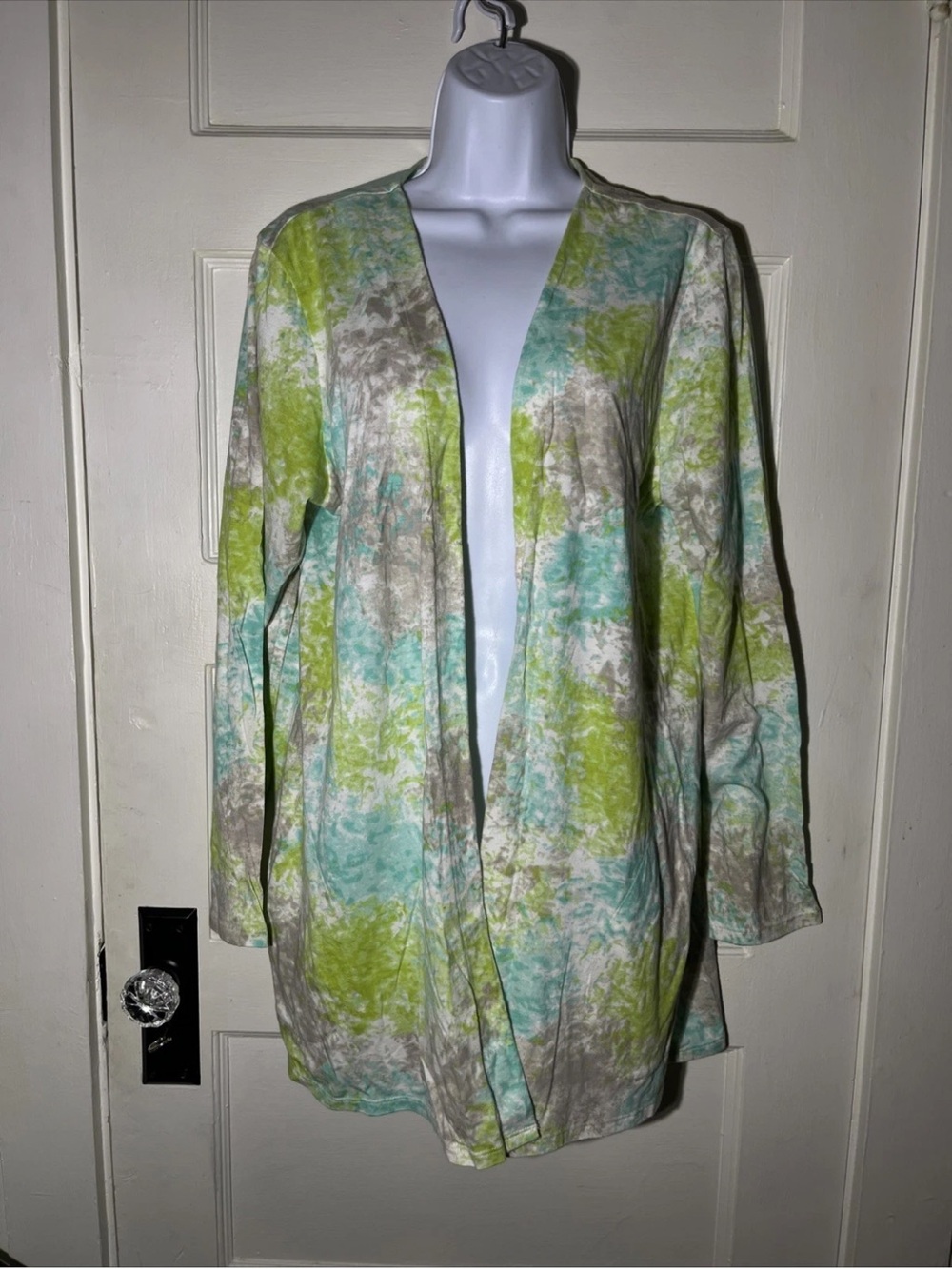 Women’s Cardigan Size Large J. Jill Pure Jill Batik Open Front Pockets